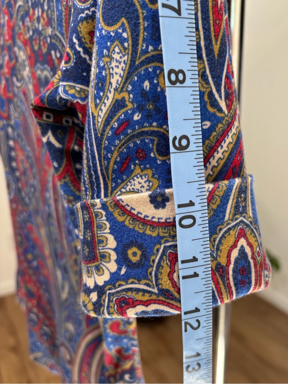 Lauren Ralph Lauren paisley stretch cotton boatneck top, large - Picture 7 of 9